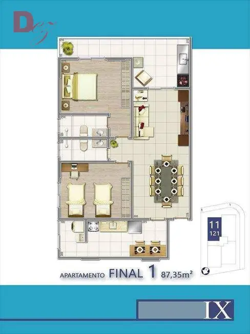 Foto 2 de Apartamento com 2 quartos à venda, 87m2 em Aviação, Praia Grande - SP
