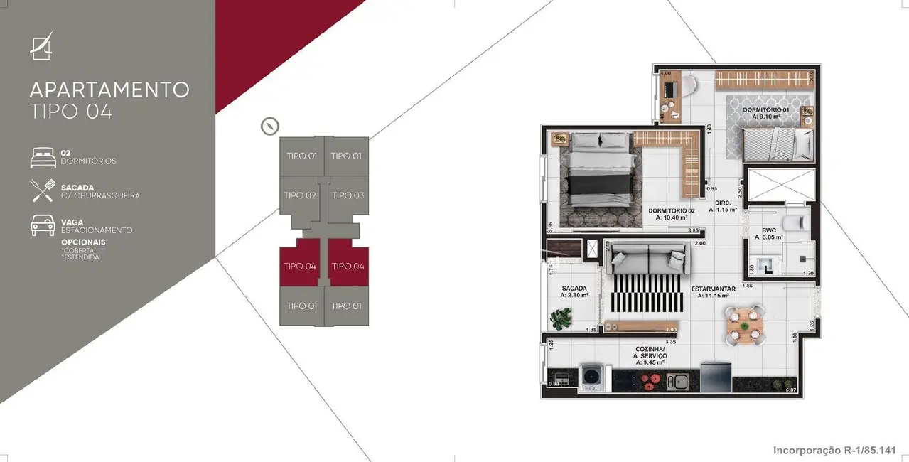 Apartamento com 2 quartos à venda, 69m2 em Jardim das Avenidas, Ararangua - SC - imagem 3 Foto 3 de Apartamento com 2 quartos à venda, 69m2 em Jardim das Avenidas, Ararangua - SC