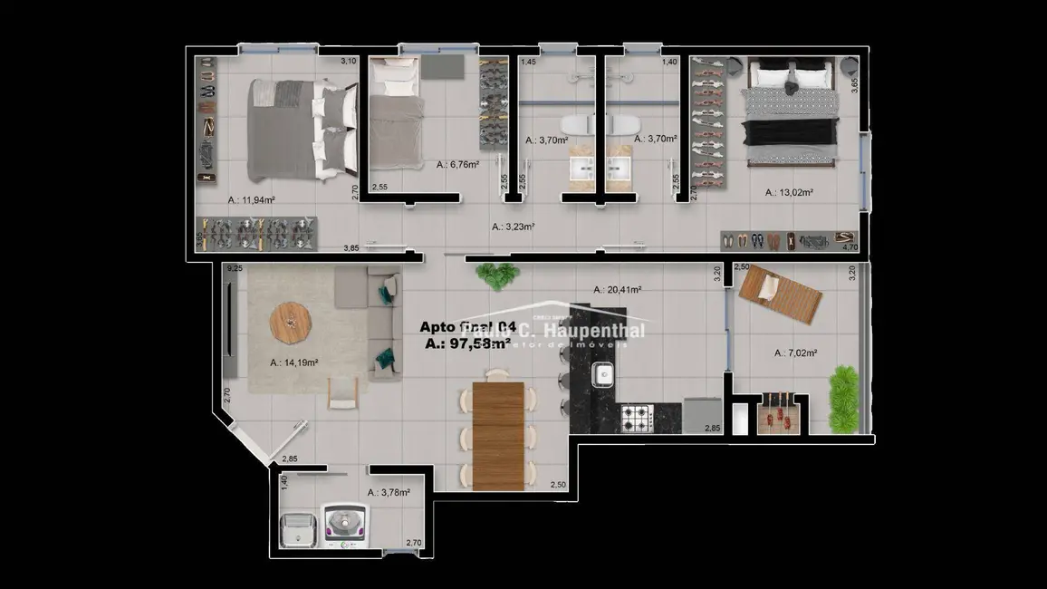 Foto 5 de Apartamento com 3 quartos à venda, 184m2 em Centro, Balneario Arroio Do Silva - SC