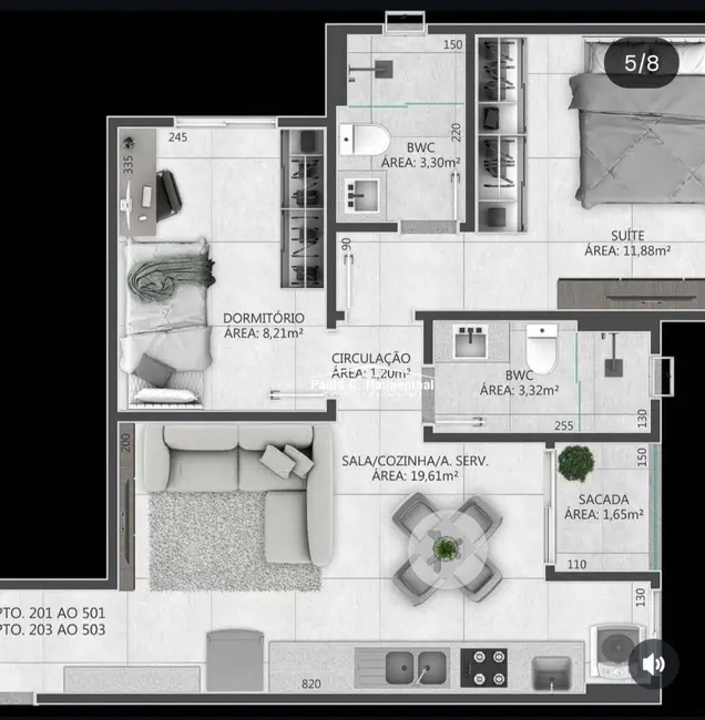 Foto 2 de Apartamento com 2 quartos à venda, 56m2 em Jardim das Avenidas, Ararangua - SC