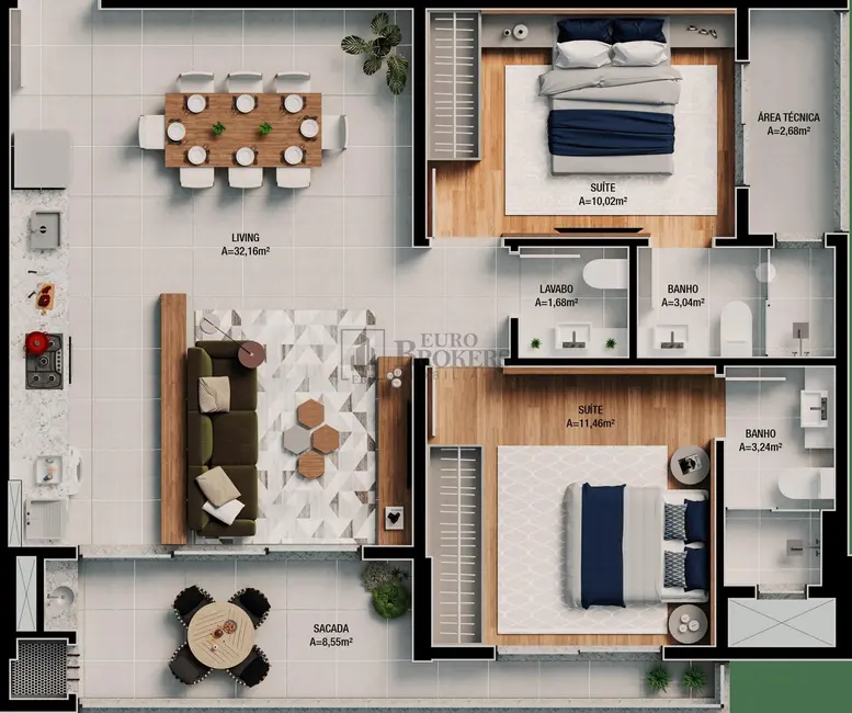 Apartamento com 2 quartos à venda, 84m2 em Itajai - SC - imagem 1 Foto 1 de Apartamento com 2 quartos à venda, 84m2 em Itajai - SC