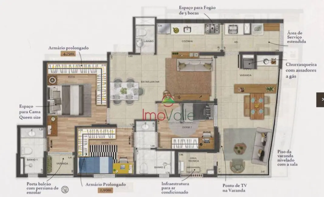 Apartamento com 3 quartos à venda, 93m2 em Sao Jose Dos Campos - SP - imagem 6 Foto 6 de Apartamento com 3 quartos à venda, 93m2 em Sao Jose Dos Campos - SP