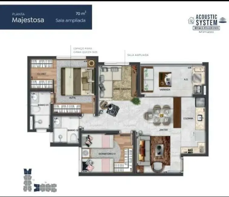 Foto 2 de Apartamento com 3 quartos à venda, 70m2 em Sao Jose Dos Campos - SP