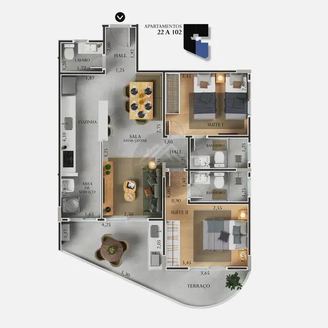 Foto 8 de Apartamento com 2 quartos à venda, 63m2 em Itanhaem - SP