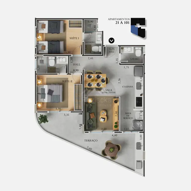 Foto 7 de Apartamento com 2 quartos à venda, 63m2 em Itanhaem - SP