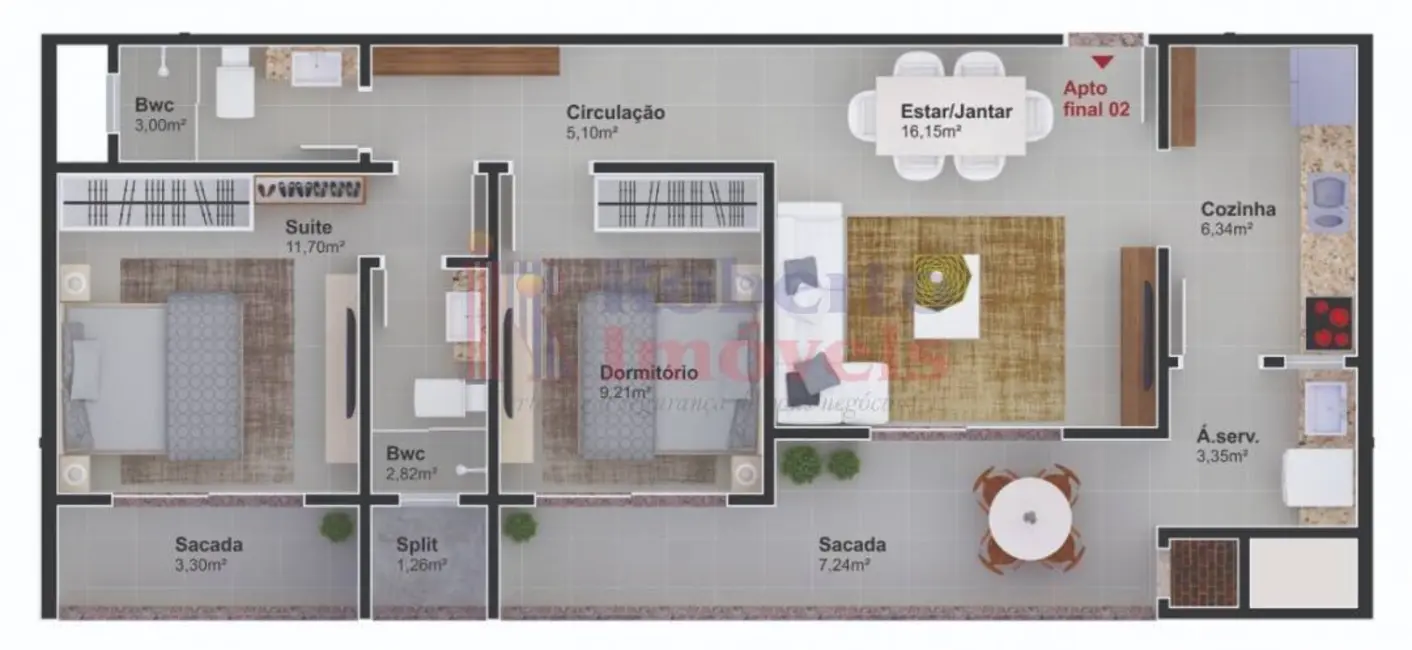 Foto 6 de Apartamento com 2 quartos à venda, 86m2 em Itapoa - SC
