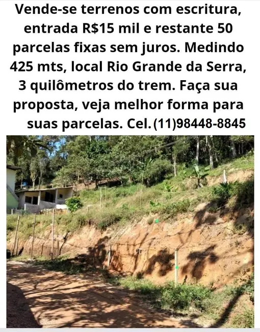 Foto 1 de Terreno / Lote à venda, 420m2 em Rio Grande Da Serra - SP