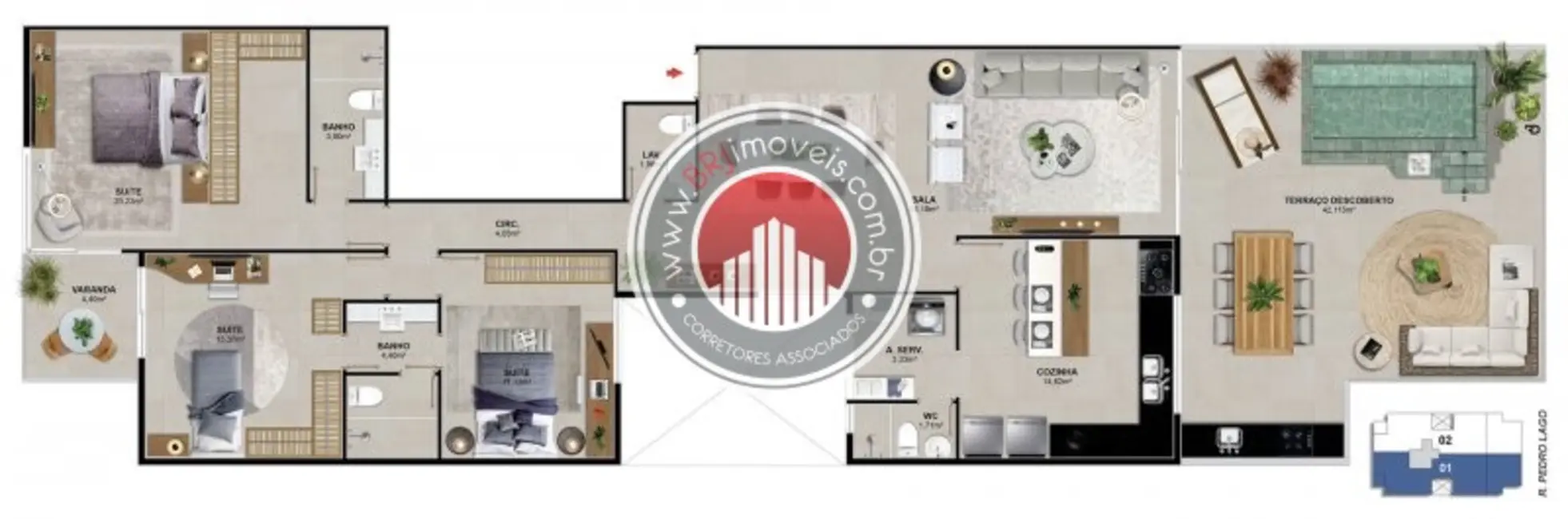 Foto 3 de Apartamento com 2 quartos à venda, 173m2 em Barra da Tijuca, Rio De Janeiro - RJ