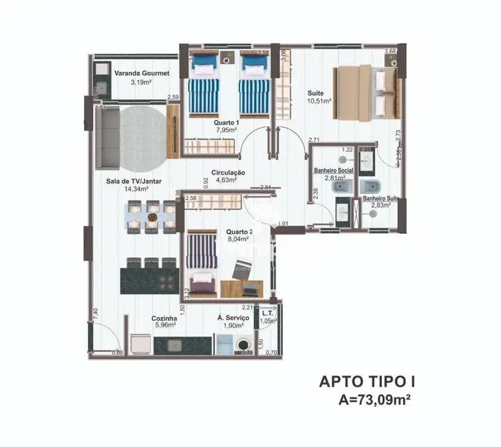 Foto 4 de Apartamento com 2 quartos à venda, 62m2 em Plano Diretor Sul, Palmas - TO