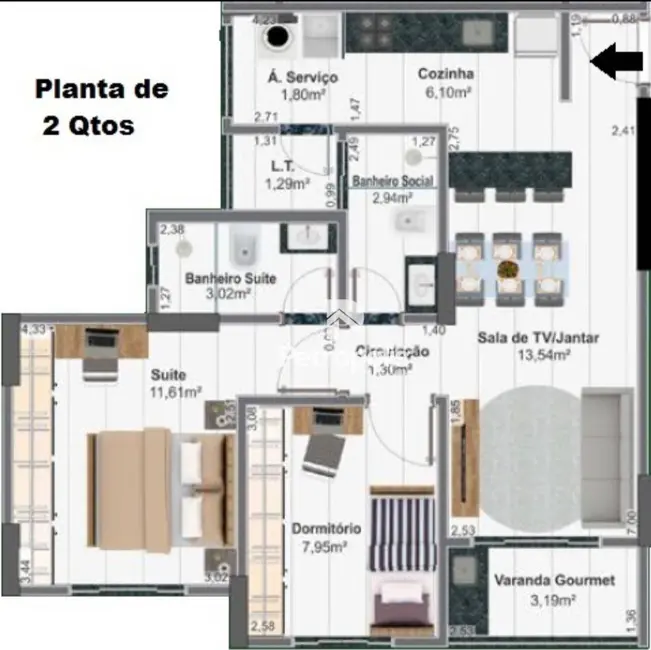 Foto 3 de Apartamento com 2 quartos à venda, 62m2 em Plano Diretor Sul, Palmas - TO