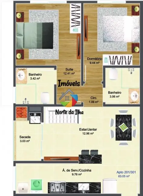 Apartamento com 1 quarto à venda, 43m2 em Ingleses do Rio Vermelho, Florianopolis - SC - imagem 8 Foto 8 de Apartamento com 1 quarto à venda, 43m2 em Ingleses do Rio Vermelho, Florianopolis - SC