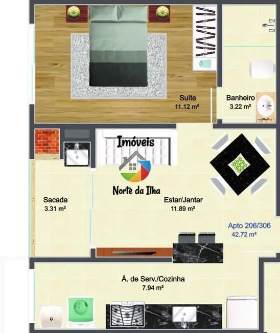 Apartamento com 1 quarto à venda, 43m2 em Ingleses do Rio Vermelho, Florianopolis - SC - imagem 3 Foto 3 de Apartamento com 1 quarto à venda, 43m2 em Ingleses do Rio Vermelho, Florianopolis - SC