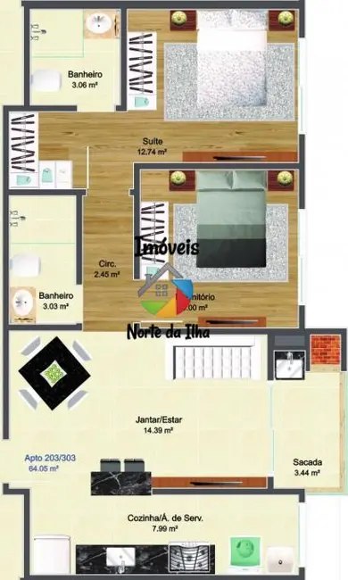 Apartamento com 1 quarto à venda, 43m2 em Ingleses do Rio Vermelho, Florianopolis - SC - imagem 4 Foto 4 de Apartamento com 1 quarto à venda, 43m2 em Ingleses do Rio Vermelho, Florianopolis - SC