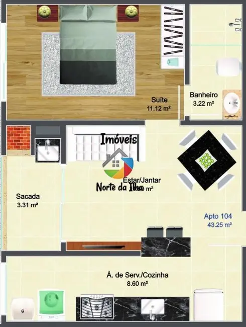 Apartamento com 1 quarto à venda, 43m2 em Ingleses do Rio Vermelho, Florianopolis - SC - imagem 6 Foto 6 de Apartamento com 1 quarto à venda, 43m2 em Ingleses do Rio Vermelho, Florianopolis - SC