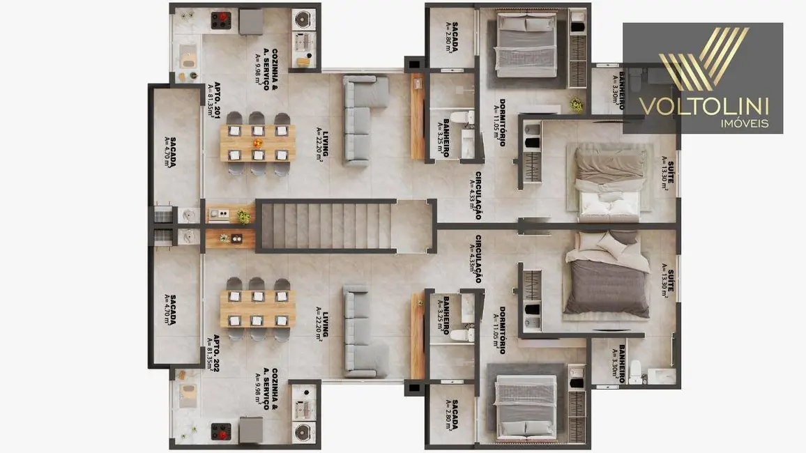 Apartamento com 2 quartos à venda, 82m2 em Barra Velha - SC - imagem 5 Foto 5 de Apartamento com 2 quartos à venda, 82m2 em Barra Velha - SC