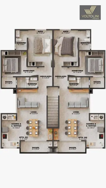 Apartamento com 2 quartos à venda, 82m2 em Barra Velha - SC - imagem 3 Foto 3 de Apartamento com 2 quartos à venda, 82m2 em Barra Velha - SC