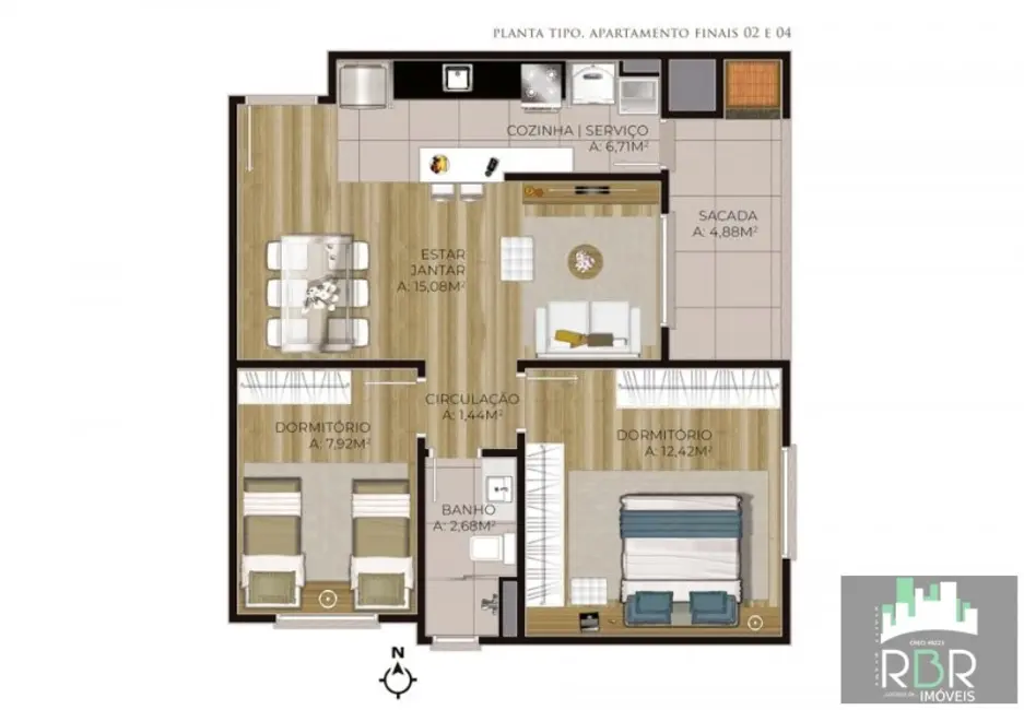 Apartamento com 3 quartos à venda, 67m2 em Planalto, Caxias Do Sul - RS - imagem 5 Foto 5 de Apartamento com 3 quartos à venda, 67m2 em Planalto, Caxias Do Sul - RS