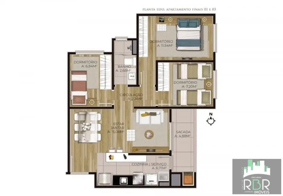 Apartamento com 3 quartos à venda, 67m2 em Planalto, Caxias Do Sul - RS - imagem 6 Foto 6 de Apartamento com 3 quartos à venda, 67m2 em Planalto, Caxias Do Sul - RS