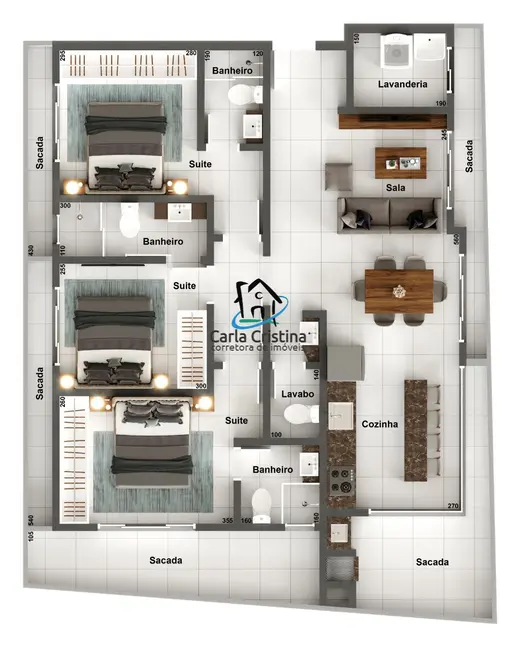 Apartamento com 3 quartos à venda, 163m2 em Matinhos - PR - imagem 9 Foto 9 de Apartamento com 3 quartos à venda, 163m2 em Matinhos - PR