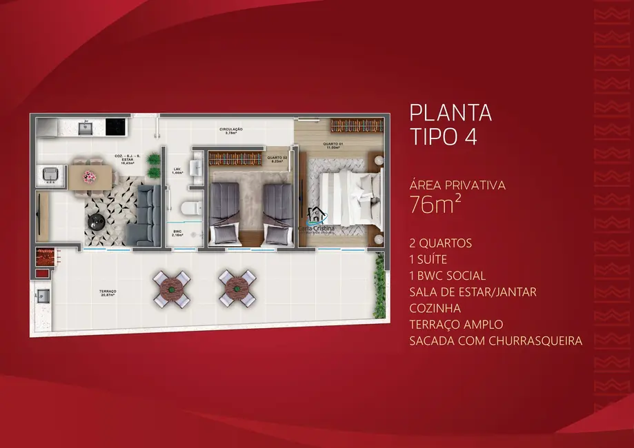 Apartamento com 2 quartos à venda, 88m2 em Matinhos - PR - imagem 4 Foto 4 de Apartamento com 2 quartos à venda, 88m2 em Matinhos - PR