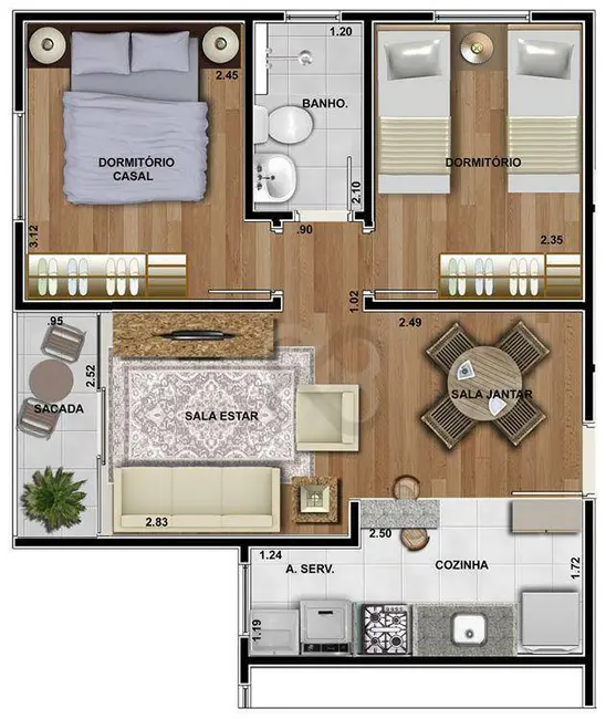 Apartamento com 2 quartos à venda, 50m2 em Paraíso, Londrina - PR - imagem 9 Foto 9 de Apartamento com 2 quartos à venda, 50m2 em Paraíso, Londrina - PR