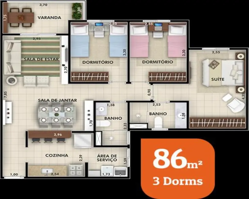 Foto 5 de Apartamento com 3 quartos à venda, 73m2 em Jardim Rosinha, Itu - SP