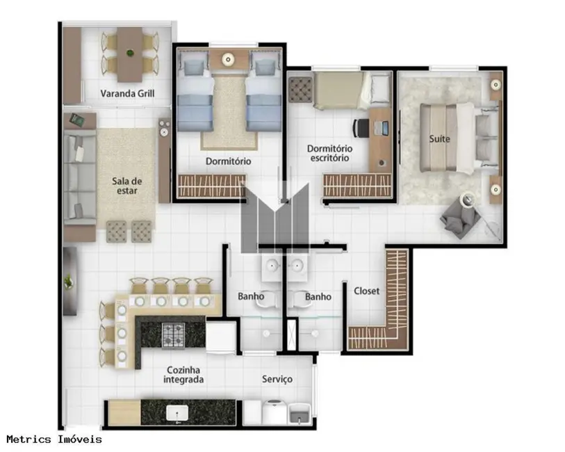 Foto 7 de Apartamento com 3 quartos à venda, 86m2 em Vinhedo - SP