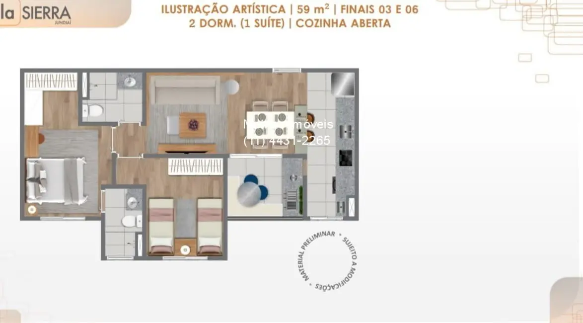 Apartamento com 2 quartos à venda, 59m2 em Medeiros, Jundiai - SP - imagem 6 Foto 6 de Apartamento com 2 quartos à venda, 59m2 em Medeiros, Jundiai - SP