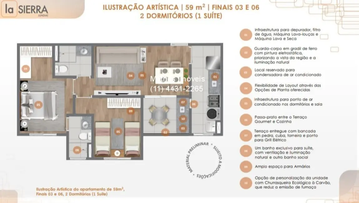 Apartamento com 2 quartos à venda, 59m2 em Medeiros, Jundiai - SP - imagem 5 Foto 5 de Apartamento com 2 quartos à venda, 59m2 em Medeiros, Jundiai - SP
