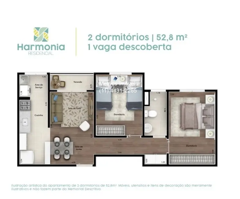 Foto 5 de Apartamento com 2 quartos à venda, 53m2 em Jardim Santa Gertrudes, Jundiai - SP