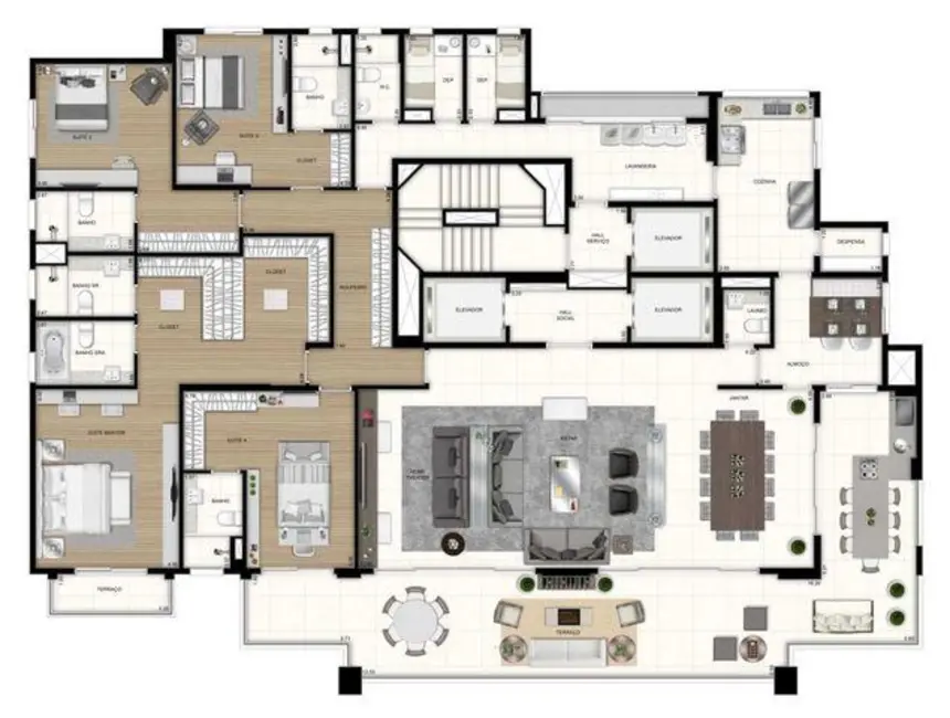 Apartamento com 4 quartos à venda, 403m2 em Moema, São Paulo - SP - imagem 6 Foto 6 de Apartamento com 4 quartos à venda, 403m2 em Moema, São Paulo - SP
