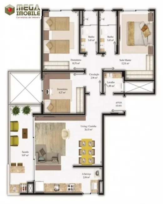 Foto 3 de Apartamento com 3 quartos à venda, 96m2 em Itacorubi, Florianopolis - SC