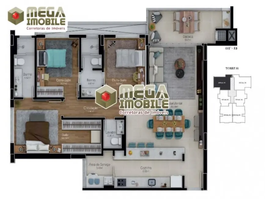 Foto 6 de Apartamento com 3 quartos à venda, 102m2 em Agronômica, Florianopolis - SC