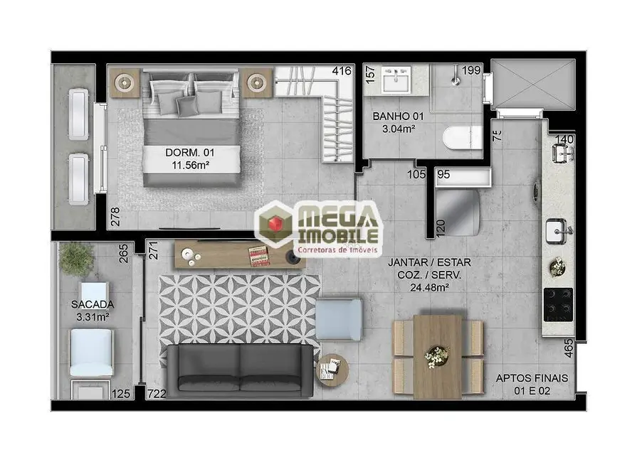 Apartamento com 1 quarto à venda, 49m2 em Córrego Grande, Florianopolis - SC - imagem 4 Foto 4 de Apartamento com 1 quarto à venda, 49m2 em Córrego Grande, Florianopolis - SC