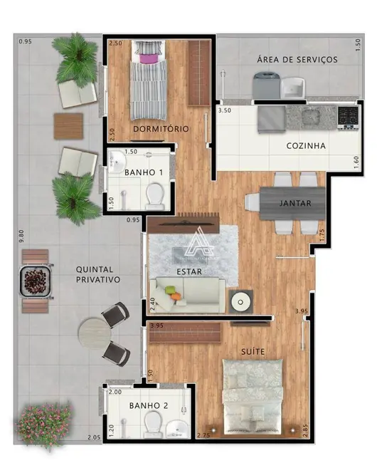 Foto 6 de Apartamento com 2 quartos à venda e para alugar, 51m2 em Vila Curuçá, Santo Andre - SP