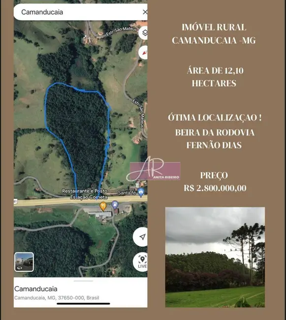 Foto 1 de Terreno / Lote à venda, 120000m2 em Pouso Alegre - MG