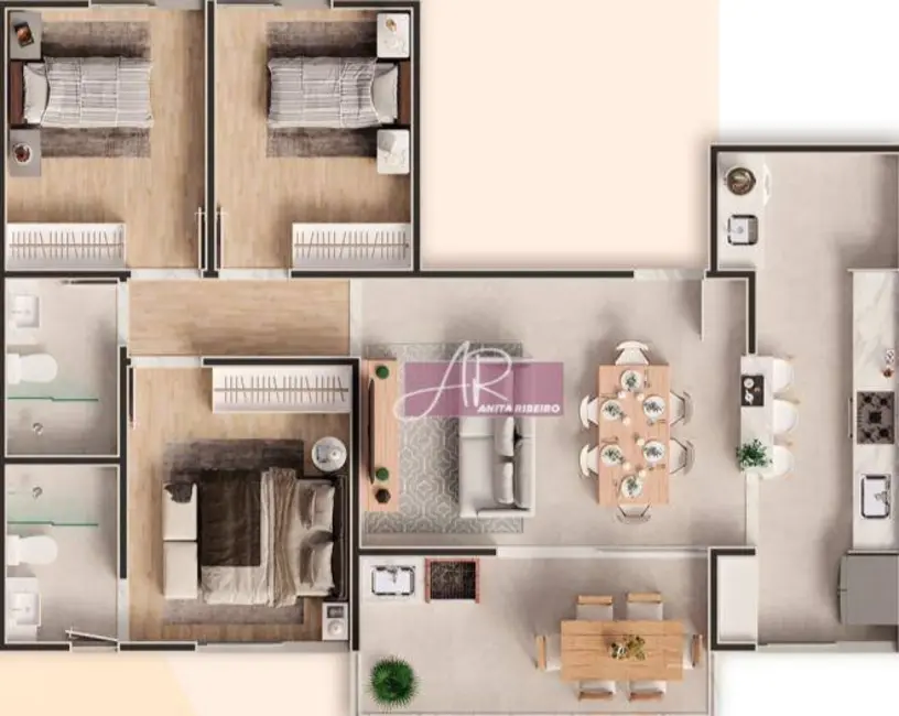 Apartamento com 3 quartos à venda, 88m2 em Pouso Alegre - MG - imagem 3 Foto 3 de Apartamento com 3 quartos à venda, 88m2 em Pouso Alegre - MG