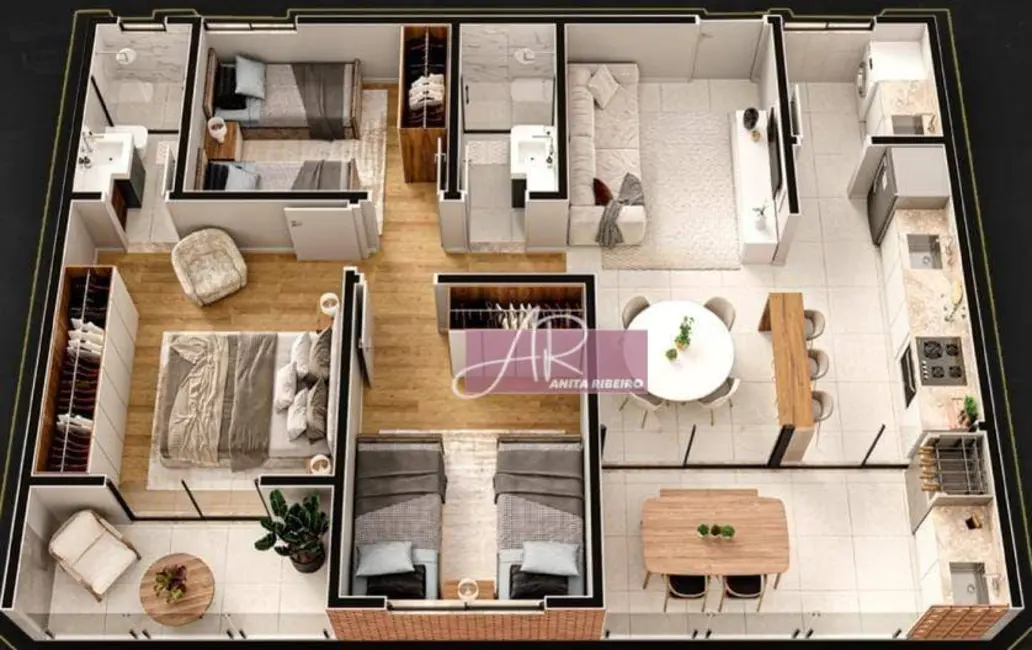 Foto 4 de Apartamento com 3 quartos à venda, 80m2 em Nova Pouso Alegre, Pouso Alegre - MG