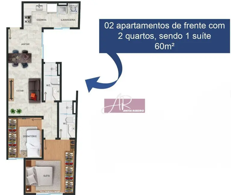 Apartamento com 2 quartos à venda, 60m2 em Residencial Parque dos Fontes, Pouso Alegre - MG - imagem 4 Foto 4 de Apartamento com 2 quartos à venda, 60m2 em Residencial Parque dos Fontes, Pouso Alegre - MG