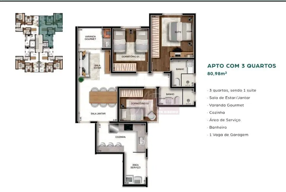 Apartamento com 3 quartos à venda, 80m2 em Pouso Alegre - MG - imagem 6 Foto 6 de Apartamento com 3 quartos à venda, 80m2 em Pouso Alegre - MG