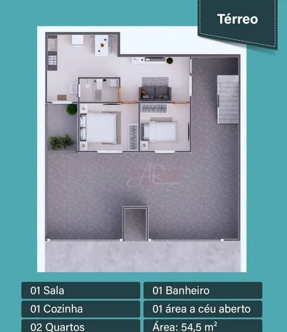 Foto 2 de Apartamento com 2 quartos à venda, 54m2 em Pão de Açúcar, Pouso Alegre - MG