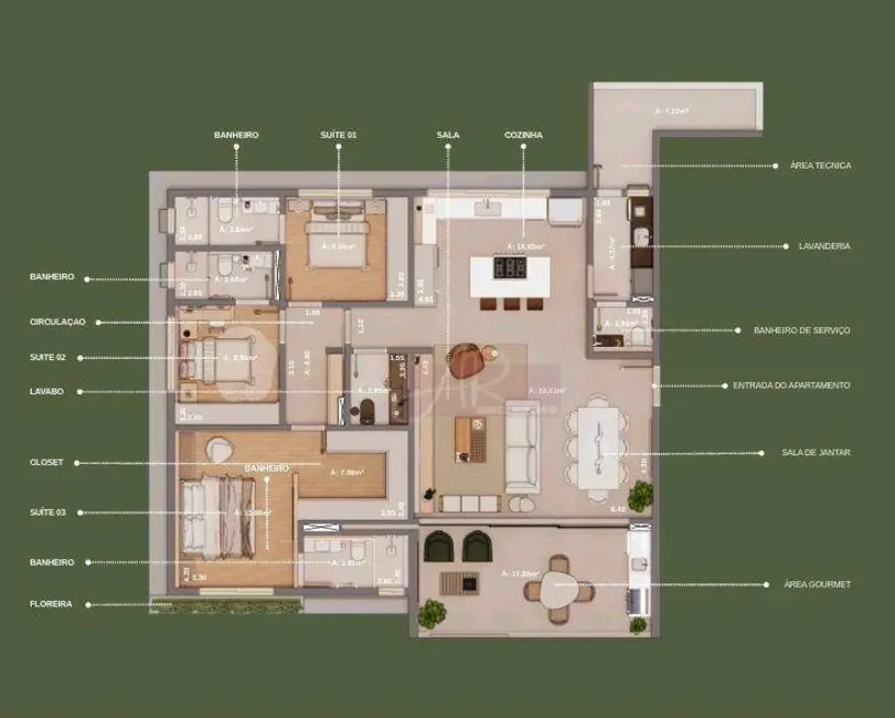 Apartamento com 3 quartos à venda, 159m2 em Fátima I, Pouso Alegre - MG - imagem 7 Foto 7 de Apartamento com 3 quartos à venda, 159m2 em Fátima I, Pouso Alegre - MG