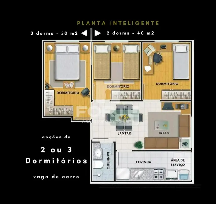 Foto 1 de Apartamento com 3 quartos à venda, 50m2 em Vila Nova Aparecida, Mogi Das Cruzes - SP