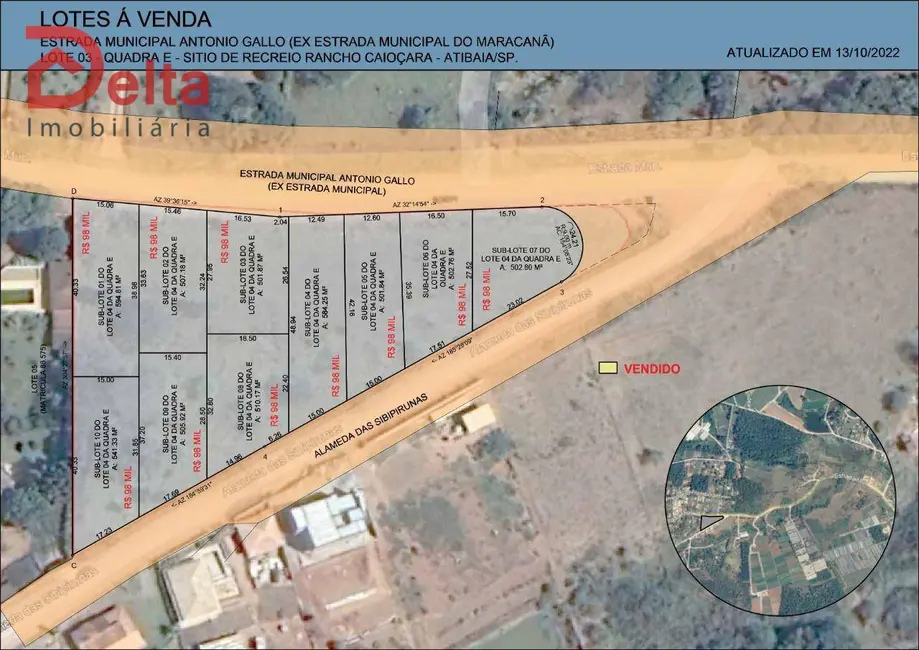 Foto 1 de Terreno / Lote à venda, 502m2 em Ribeirão dos Porcos, Atibaia - SP