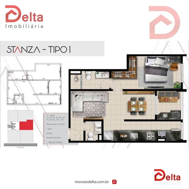 Foto 3 de Apartamento com 1 quarto à venda, 53m2 em Atibaia Jardim, Atibaia - SP