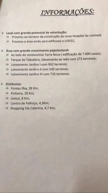 Foto 6 de Terreno / Lote à venda, 480m2 em Bela Vista, Palhoca - SC