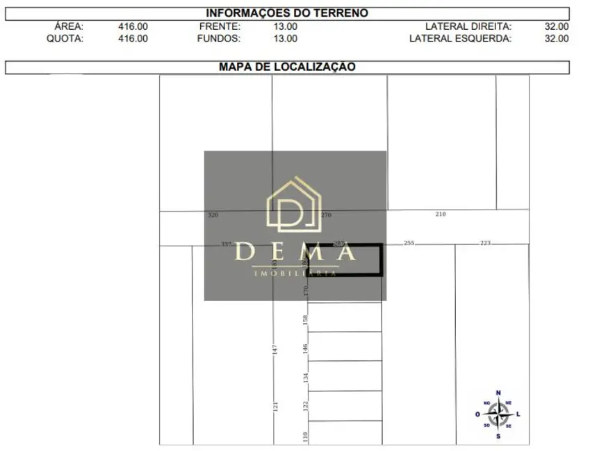 Foto 1 de Terreno / Lote à venda, 416m2 em Jardim Coopagro, Toledo - PR