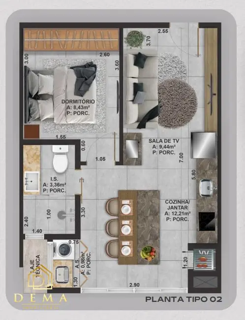 Apartamento com 1 quarto à venda, 38m2 em Vila Becker, Toledo - PR - imagem 4 Foto 4 de Apartamento com 1 quarto à venda, 38m2 em Vila Becker, Toledo - PR