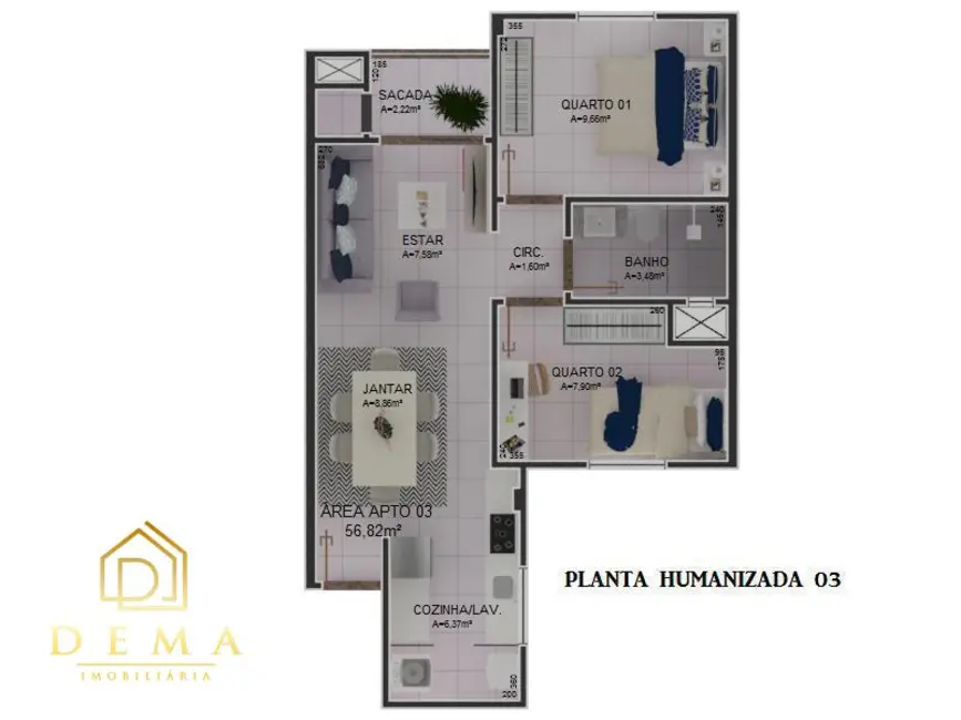 Apartamento com 2 quartos à venda, 56m2 em Vila Industrial, Toledo - PR - imagem 3 Foto 3 de Apartamento com 2 quartos à venda, 56m2 em Vila Industrial, Toledo - PR