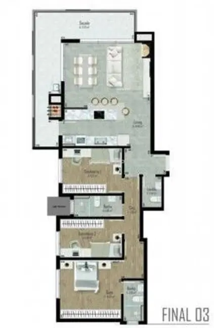 Apartamento com 3 quartos à venda, 138m2 em São Francisco, Bento Goncalves - RS - imagem 5 Foto 5 de Apartamento com 3 quartos à venda, 138m2 em São Francisco, Bento Goncalves - RS